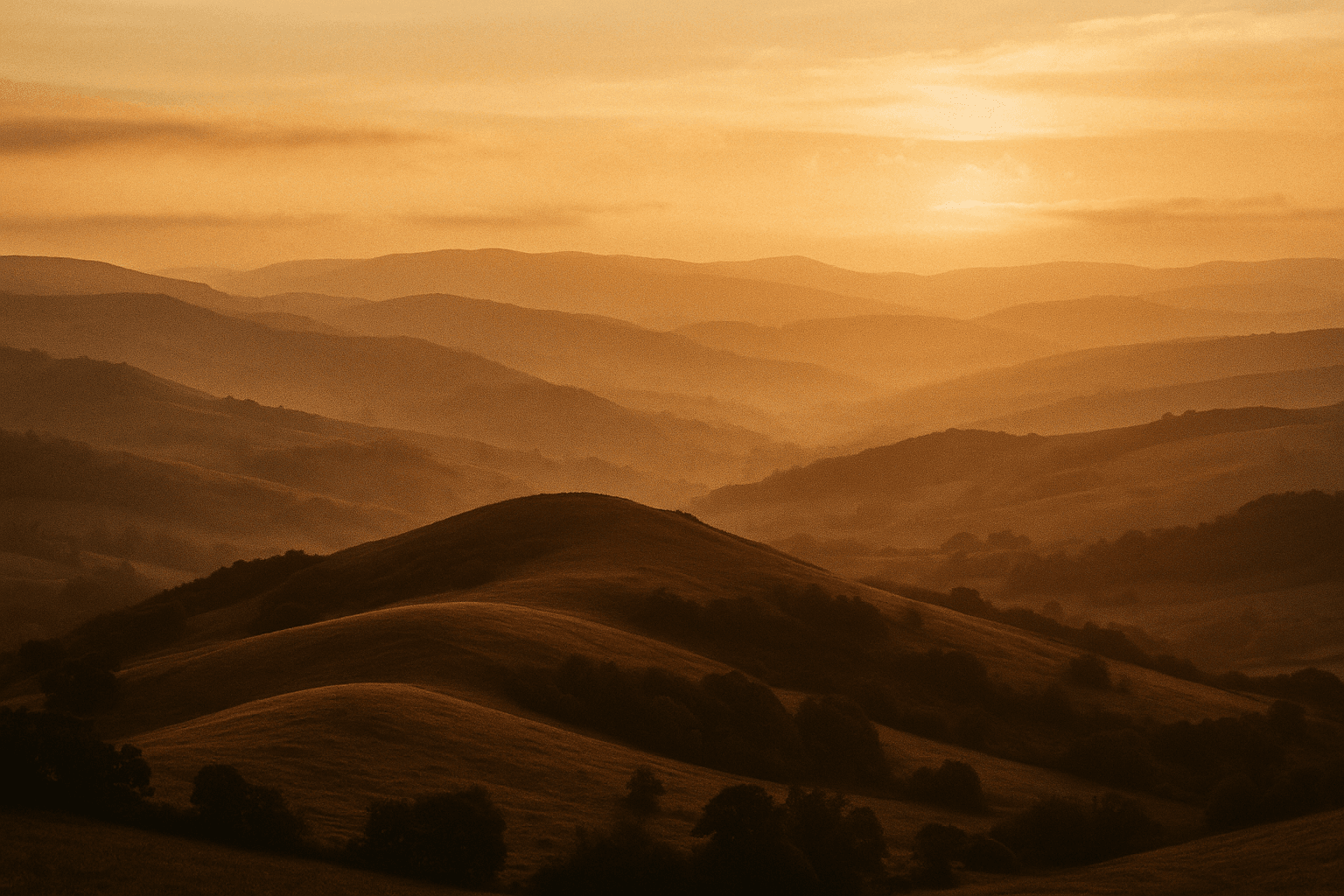 Una fotografia di paesaggio generata con IA all’ora d’oro