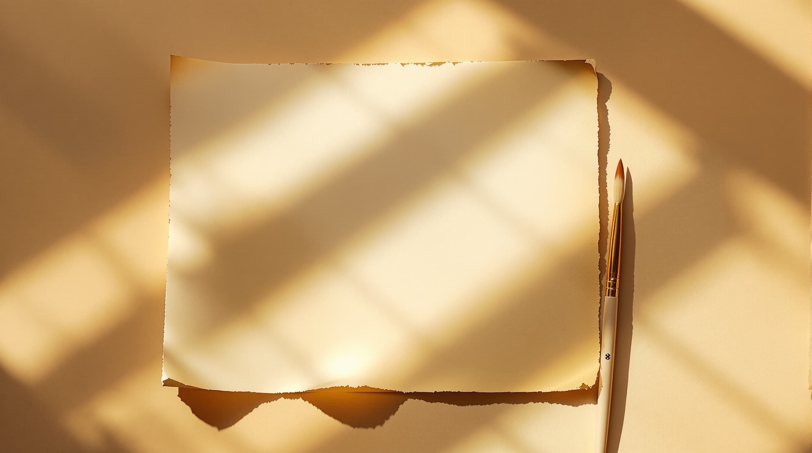 A photographic print with a small paper mask over one corner and a retouching brush beside it